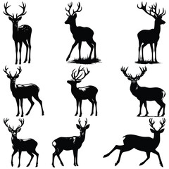 set of deer silhouettes