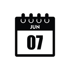 calender icon, 07 june icon with white background