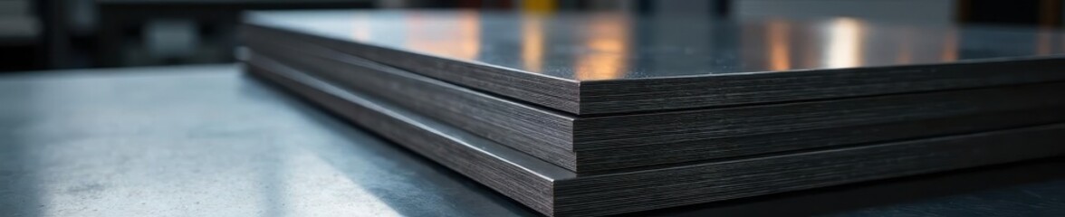 Stacked stainless steel sheets, various sizes, alloy, grade