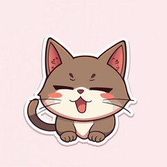 Obraz premium Cheerful Cat: An adorable cartoon cat, exuding warmth and happiness, rendered in vibrant, friendly colors, making it perfect for cheerful and playful projects.