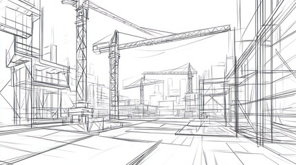 Fototapeta premium Architectural Blueprint of Construction Site