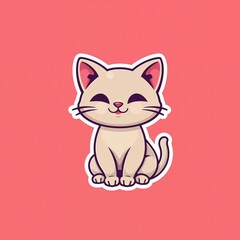 Obraz premium Cute Cat Illustration: A delightful illustration of a charming and friendly cat, featuring a soft color palette. Capturing the adorable feline character.
