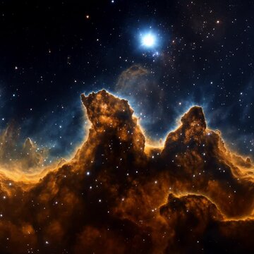 Glowing Blue Star in a Starry Night Sky. Stunning 4K Cosmic Background with Nebula & Galaxy Lights
