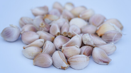 Garlic closeup isolated on white background. 