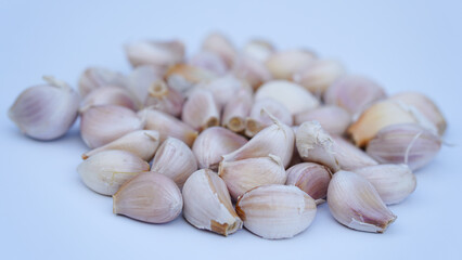 Garlic closeup isolated on white background. 