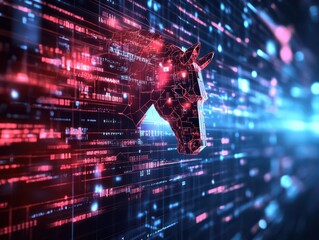 Cyberattack concept, digital Trojan horse infiltrating a corporate network through phishing