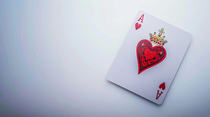 Ace of hearts card on an isolated white background, object focused, png, stock image, hd quality