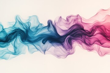 Fototapeta premium Colorful swirling smoke creates an abstract design in shades of blue and pink on a light background
