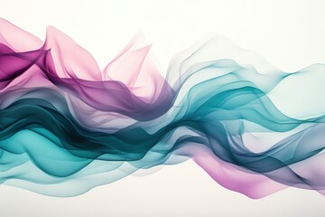 Flowing waves of colorful fabric create an abstract design against a light background
