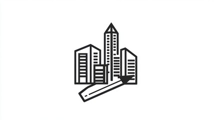 Outline city buildings with a pen, urban planning concept, for a stock photo