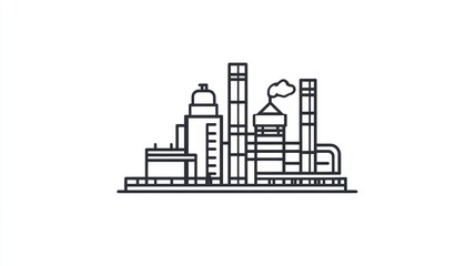 Outline drawing of a factory complex