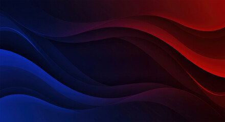 Dark blue and red smooth refracted waves abstract background. Vector elegant design