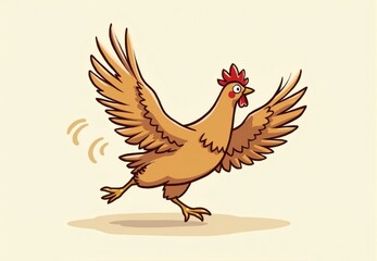 Obraz premium Illustration of a Brown Hen in Flight