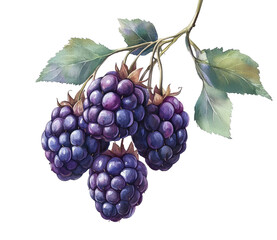 Three purple berries are hanging from a leaf