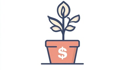 Plant in Pot with Dollar Sign, Growth Concept, Business, Financial Investment