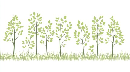 Simple green trees in a grassy field.  Use Nature background image