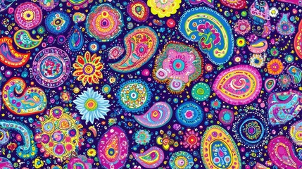 Fototapeta premium Vibrant Paisley Pattern Background