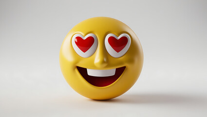 Fototapeta premium A Heart Eyes Emoji 3D – Love, Romance & Happiness Icon in High-Quality