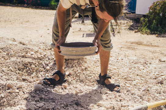 Man panning for opals