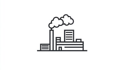 Industrial complex, smoke, urban landscape, simple illustration, for presentations, use in reports