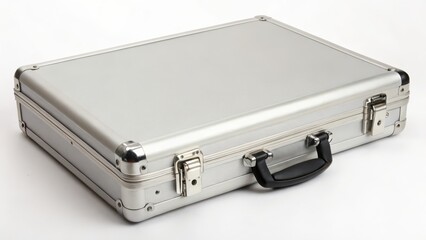 Aluminum Briefcase on White Background
