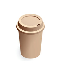 Cardboard Tall Coffee Cup Mockup Isolated on White Background stock illustration