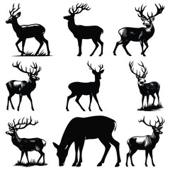 set of deer silhouettes