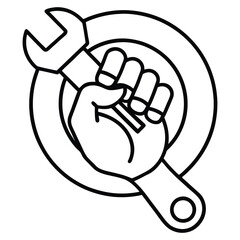 one line drawing of a clenched fist gripping a wire