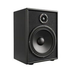 Fototapeta premium Audio Powerhouse: A sleek, modern black loudspeaker stands ready to deliver immersive audio experiences. 