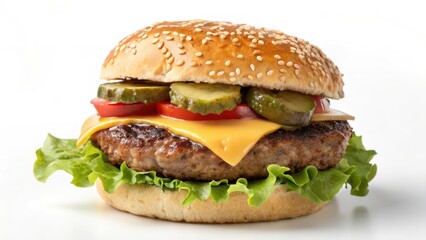 Cheeseburger on White Background
