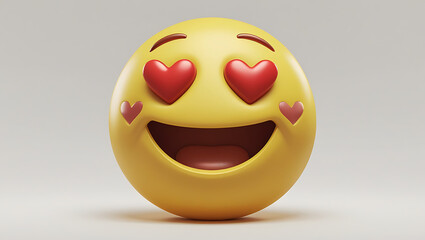 Fototapeta premium New 3D Smiling Emoji with Heart – Fun and Expressive Emoticon Design for Social Media & Branding
