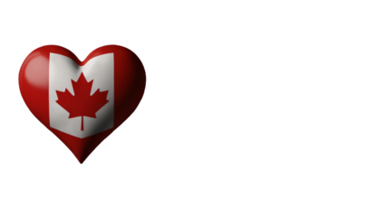 Canada flag in the shape of a heart on a transparent background
