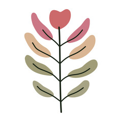 Leaves on a branch, colored. Cute illustration, vector, color, simple