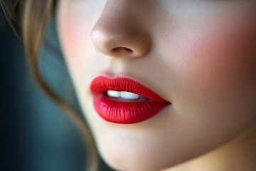 A close-up of a woman’s lips with permanent makeup, highlighting the smooth lines and vibrant color that have enhanced her natural lip shape."