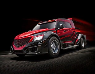 Naklejka premium A specially designed high-speed racing truck with an aerodynamic body, built for competitive truck racing.
