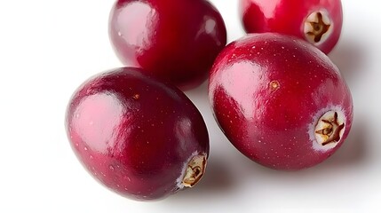 Obraz premium Fresh Red Grapes with a Glistening Texture on a White Background Showcasing Natural Beauty