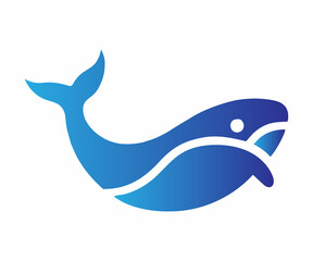 Simple Graphic of a Vibrant Blue Whale