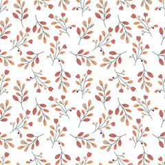 Seamless pattern of leaves. Cute illustration, vector,blue color, simple