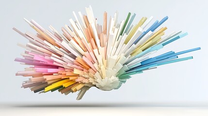 Abstract Colorful 3D Explosion of Pastel Hues Geometric Shapes and Dynamic Lines