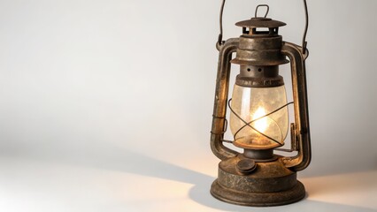 Antique Oil Lamp on White Background