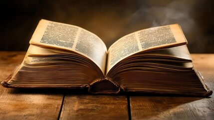 Obraz premium Open book with pages turning, soft background lighting