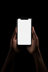 Hands Holding Blank Smartphone Template for Digital Content
