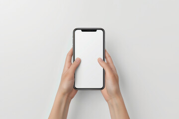 Hand Showing Empty Phone Screen Isolated on Background