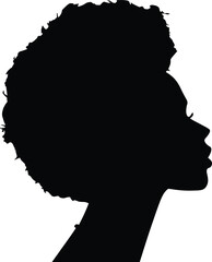 Black woman with afro hair silhouette, Vector illustration