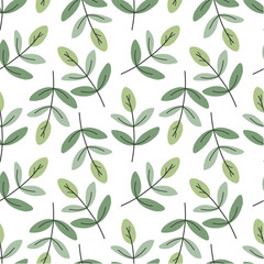 Seamless pattern of leaves. Cute illustration, vector,blue color, simple