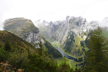 Faelensee - Faelen lake, mountain lake in the Swiss Alps