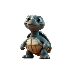 Adorable 3D Render of a Baby Turtle, Cheerful and Playful Cartoon Tortoise