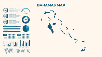 Infographic Map of Bahamas. Vector Map of a global map in the form of regions of Bahamas. Vector Illustration