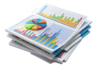 business chart with pen and calculator