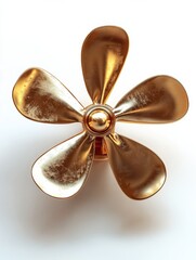 Unique golden fan with four blades highlighting intricate design and craftsmanship reflecting elegance and creativity